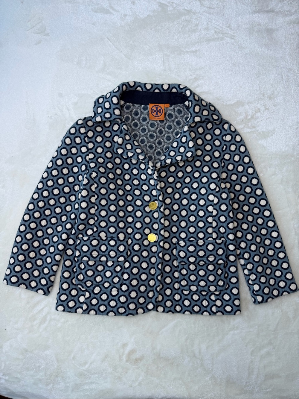 Tory Burch Geometric Polka Dot Blazer Jacket Gold Hardware Size S